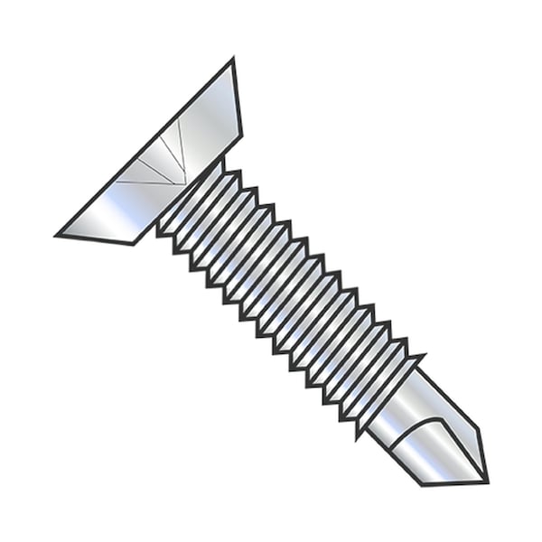 Usa Industrials Self-Drilling Screw, #10-24 x 1/2 in, Zinc Plated Steel Flat Head Phillips Drive BULK-SCRW-12684 - main